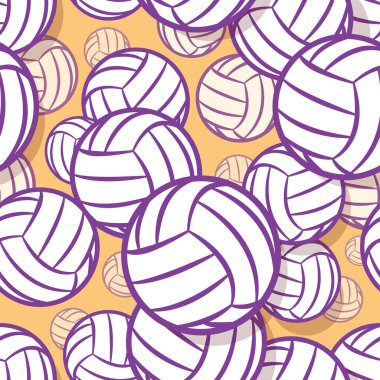 Voleybol sembollü kusursuz desen. Vektör çizimi. Duvar kağıdı, ambalaj, kumaş, tekstil, ambalaj kağıdı tasarımı ve her türlü dekorasyon için idealdir..