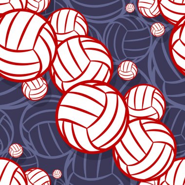 Voleybol grafikleri kusursuz. Vektör çizimi. Duvar kağıdı, ambalaj, kumaş, tekstil, ambalaj kağıdı tasarımı ve her türlü dekorasyon için idealdir..