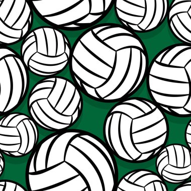 Voleybol sembollü kusursuz desen. Vektör çizimi. Duvar kağıdı, ambalaj, kumaş, tekstil, ambalaj kağıdı tasarımı ve her türlü dekorasyon için idealdir..