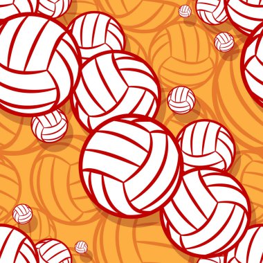 Voleybol sembollü kusursuz desen. Vektör çizimi. Duvar kağıdı, ambalaj, kumaş, tekstil, ambalaj kağıdı tasarımı ve her türlü dekorasyon için idealdir..