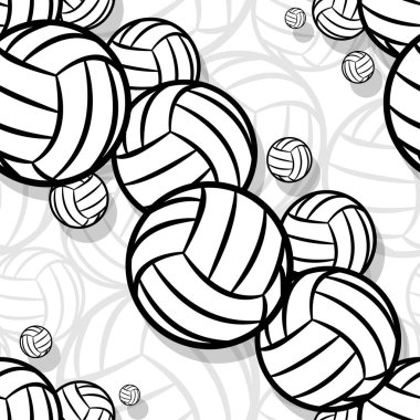 Voleybol ikonu kusursuz desen. Vektör çizimi. Duvar kağıdı, ambalaj, kumaş, tekstil, ambalaj kağıdı tasarımı ve her türlü dekorasyon için idealdir..