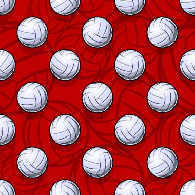 Voleybol ikonu kusursuz desen. Vektör çizimi. Duvar kağıdı, ambalaj, kumaş, tekstil, ambalaj kağıdı tasarımı ve her türlü dekorasyon için idealdir..