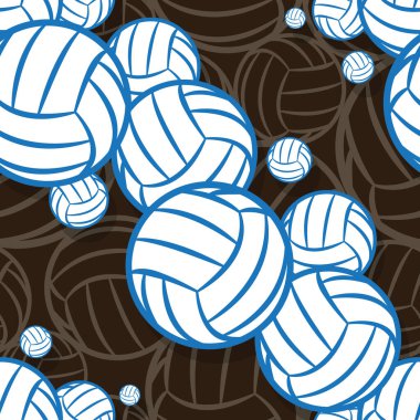 Voleybol ikonu kusursuz desen. Vektör çizimi. Duvar kağıdı, ambalaj, kumaş, tekstil, ambalaj kağıdı tasarımı ve her türlü dekorasyon için idealdir..