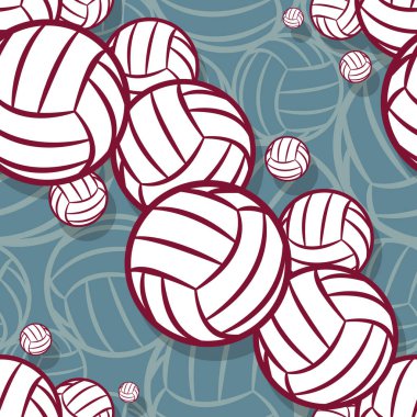 Voleybol sembollü kusursuz desen. Vektör çizimi. Duvar kağıdı, ambalaj, kumaş, tekstil, ambalaj kağıdı tasarımı ve her türlü dekorasyon için idealdir..