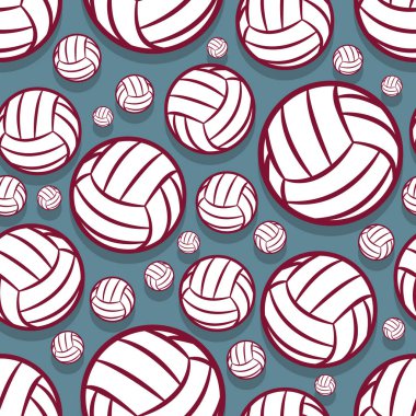Voleybol sembollü kusursuz desen. Vektör çizimi. Duvar kağıdı, ambalaj, kumaş, tekstil, ambalaj kağıdı tasarımı ve her türlü dekorasyon için idealdir..