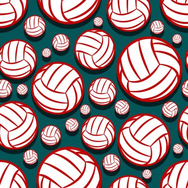 Voleybol grafikleri kusursuz. Vektör çizimi. Duvar kağıdı, ambalaj, kumaş, tekstil, ambalaj kağıdı tasarımı ve her türlü dekorasyon için idealdir..