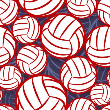 Voleybol ikonu kusursuz desen. Vektör çizimi. Duvar kağıdı, ambalaj, kumaş, tekstil, ambalaj kağıdı tasarımı ve her türlü dekorasyon için idealdir..