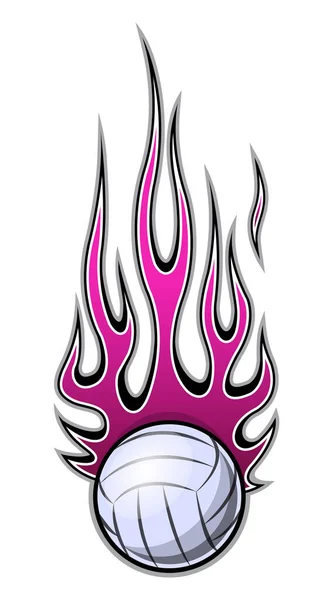 Vector illustration of volleyball ball with hot rod flame. Ideal for printable stickers decals sport logo design and any decoration.