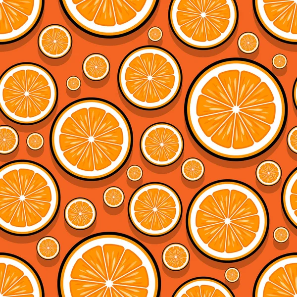 Pomarańczowy Bezszwowy Wzór Owoców Grafiki Ilustracja Wektora Idealny Tapet Opakowań — Wektor stockowy