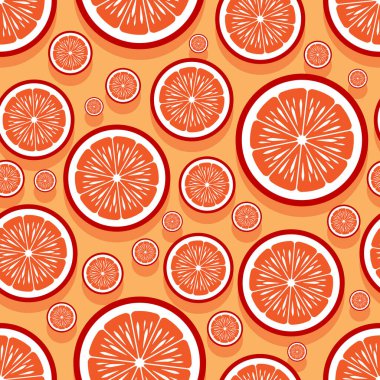 Mandarin portakal dilimli, kusursuz desenli grafikler. Vektör çizimi. Duvar kağıdı, ambalaj, kumaş, tekstil, ambalaj kağıdı tasarımı ve her türlü dekorasyon için idealdir..