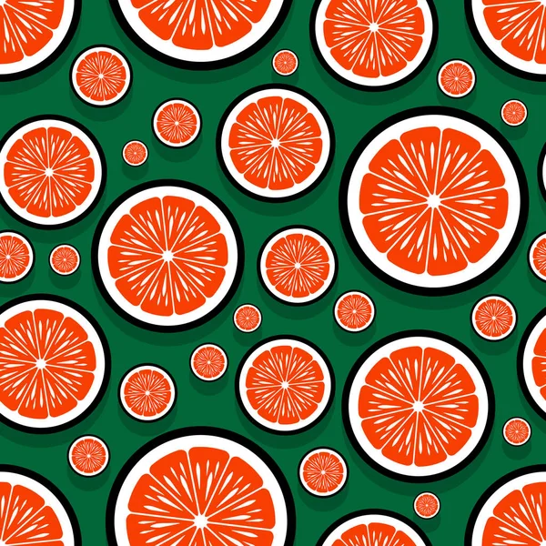 Mandarin Orange Fruchtscheibe Nahtlose Muster Grafiken Vektorillustration Ideal Für Tapeten — Stockvektor