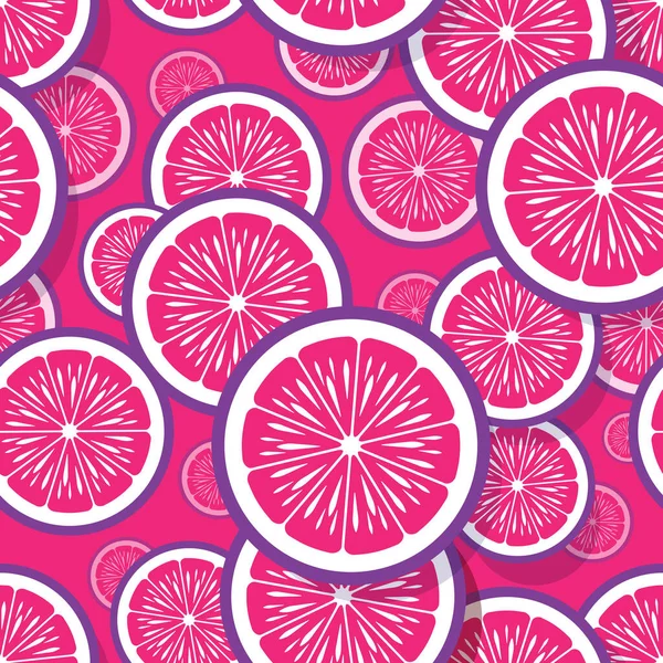 Różowy Mandarynka Pomarańczowy Owoc Plasterek Bezszwowy Wzór Grafiki Ilustracja Wektora — Wektor stockowy
