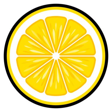 Beyaz arkaplanda izole edilmiş limon dilimi vektör sanatı.