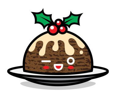 Tatlı Noel pudingi karakter çizelgesi. Festival tasarımı, broşür, broşür, el ilanı, ambalaj, ambalaj ve her türlü dekorasyon için kullanılabilir..