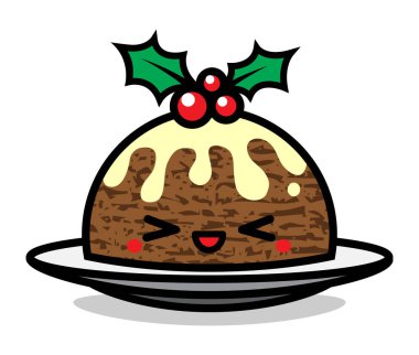 Tatlı Noel pudingi karakter çizelgesi. Festival tasarımı, broşür, broşür, el ilanı, ambalaj, ambalaj ve her türlü dekorasyon için kullanılabilir..