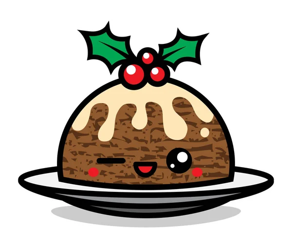 Cute Christmas Pudding Character Vector Illustration Can Used Festive Design — Stock Vector