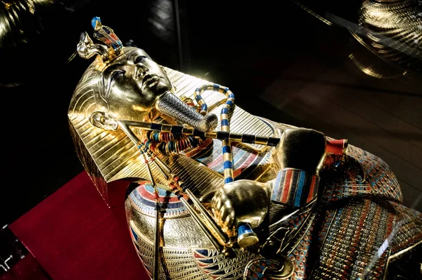 São Petersburgo Rússia 2018 Sarcófago Egípcio Pharaoh Tutankhamun Exposição Fortaleza — Fotografia de Stock