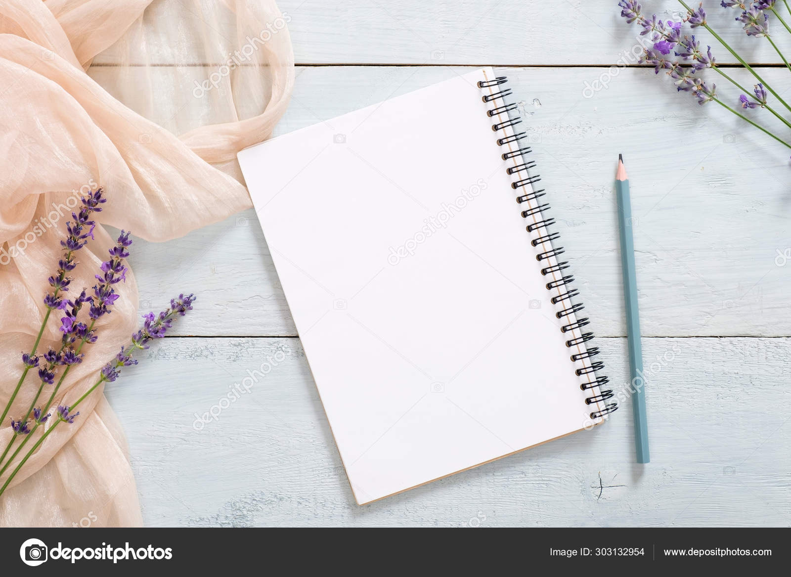 Blank Paper Notepad Pencil Pastel Pink Color Blanket Lavender