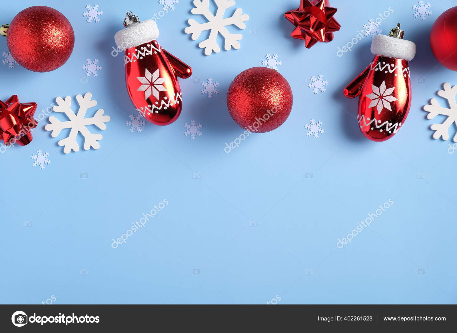 Download Christmas Frame Top Border Red Balls Decorations Santa Gloves Snowflakes Stock Photo Image By C Savanevich 402261528