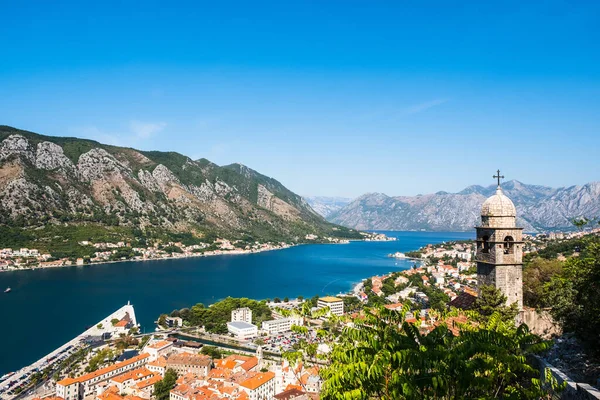 Panoramic View Kotor Old Town Church Tower Kotor Bay Montenegro — Stock Photo, Image
