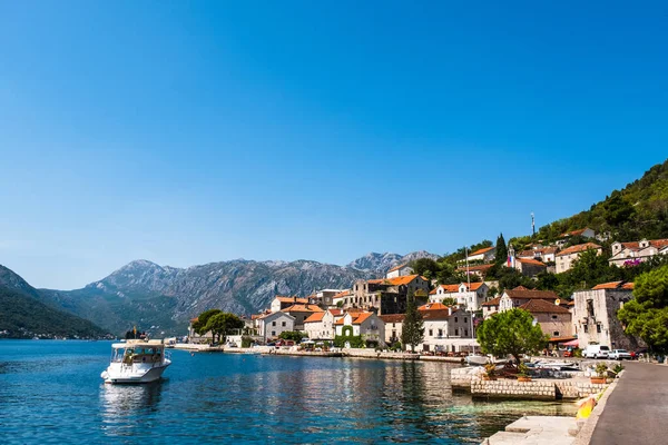 Beautiful Mediterranean Landscape Town Perast Kotor Bay Montenegro — Stock Photo, Image