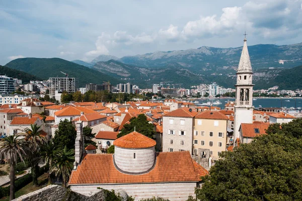 Μπούντβα Παλιά Πόλη Κόκκινες Στέγες Θέα Από Ακρόπολη Μαυροβούνιο Ευρώπη — Φωτογραφία Αρχείου