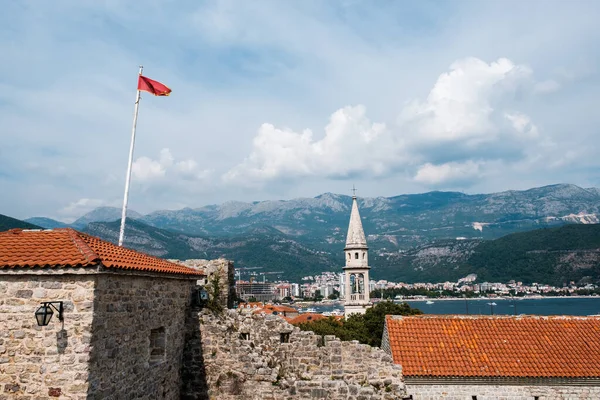 Μπούντβα Παλιά Πόλη Κόκκινες Στέγες Θέα Από Ακρόπολη Μαυροβούνιο Ευρώπη — Φωτογραφία Αρχείου