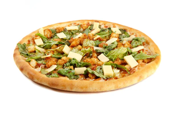 Italiaans klassiek origineel pizza geïsoleerd op witte achtergrond — Stockfoto
