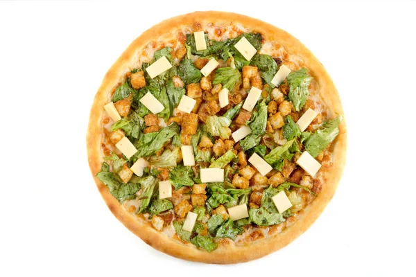 Italiaans klassiek origineel pizza geïsoleerd op witte achtergrond — Stockfoto