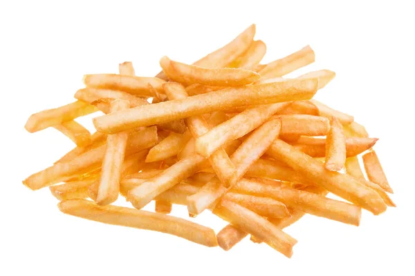 Un montón de papas fritas apetitosas sobre un fondo blanco — Foto de Stock