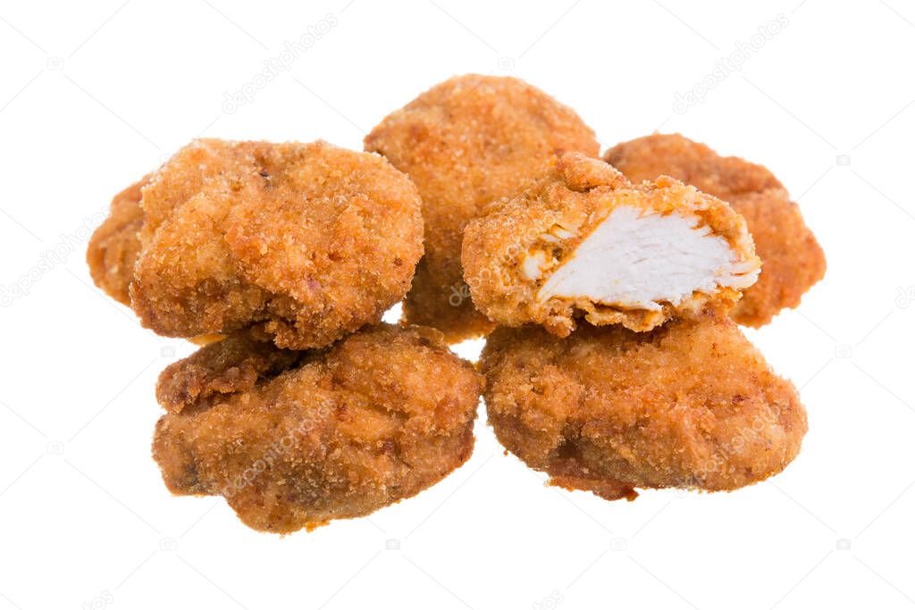 Chicken nuggets isolated on a white background