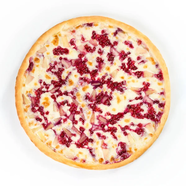 Heerlijke Italiaanse pizza met ananas en cowberry over wit — Stockfoto