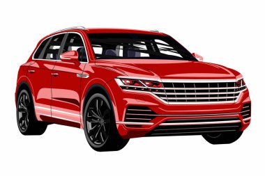 Beyaz arka planda Almanya 'dan gelen kırmızı SUV canavarı