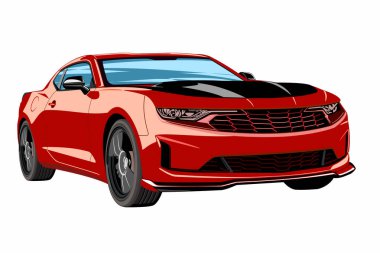 Car sports muscle car from USA. Fiery devil on a white background clipart