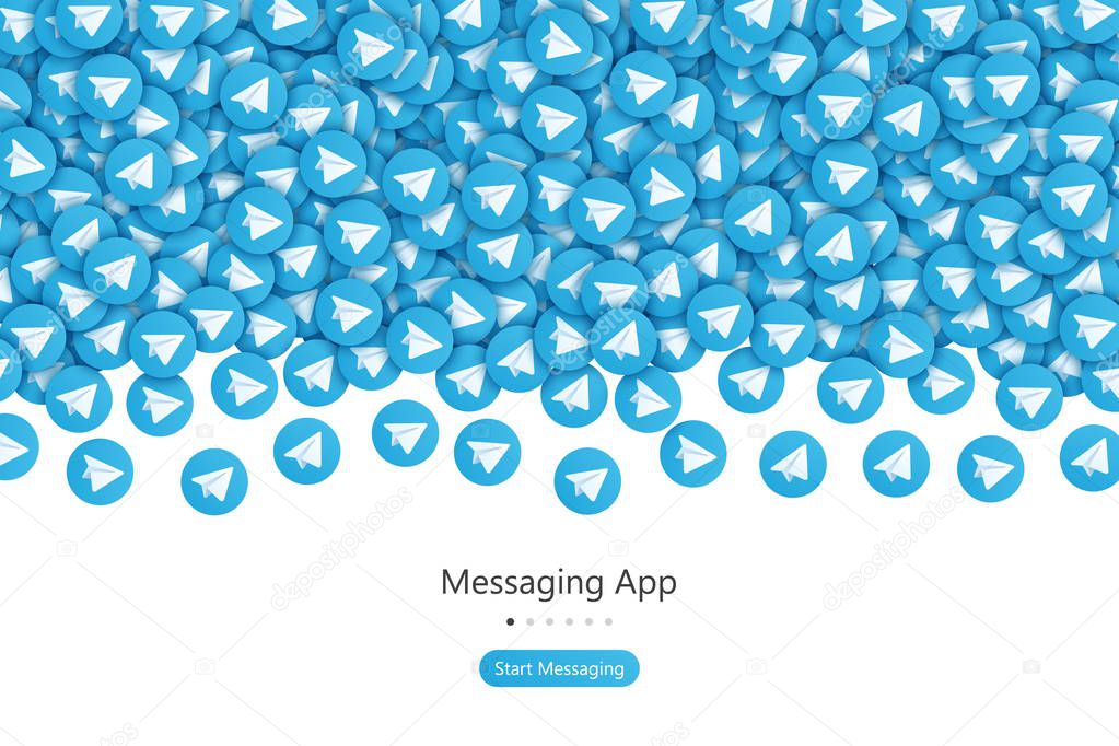Start Screen for Messaging App UI UX Design Concept Vector Abstract Background. Social Network Application User Interface Home Page Conceptual Illustration