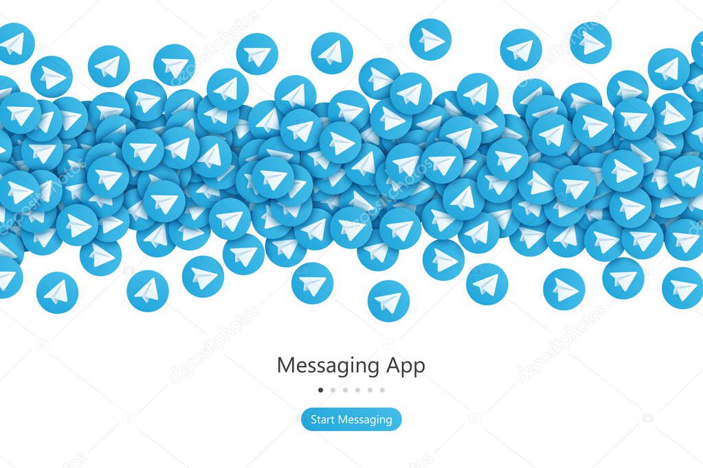 Start Screen for Messaging App UI UX Design Concept Vector Abstract Background. Social Network Application User Interface Home Page Conceptual Illustration