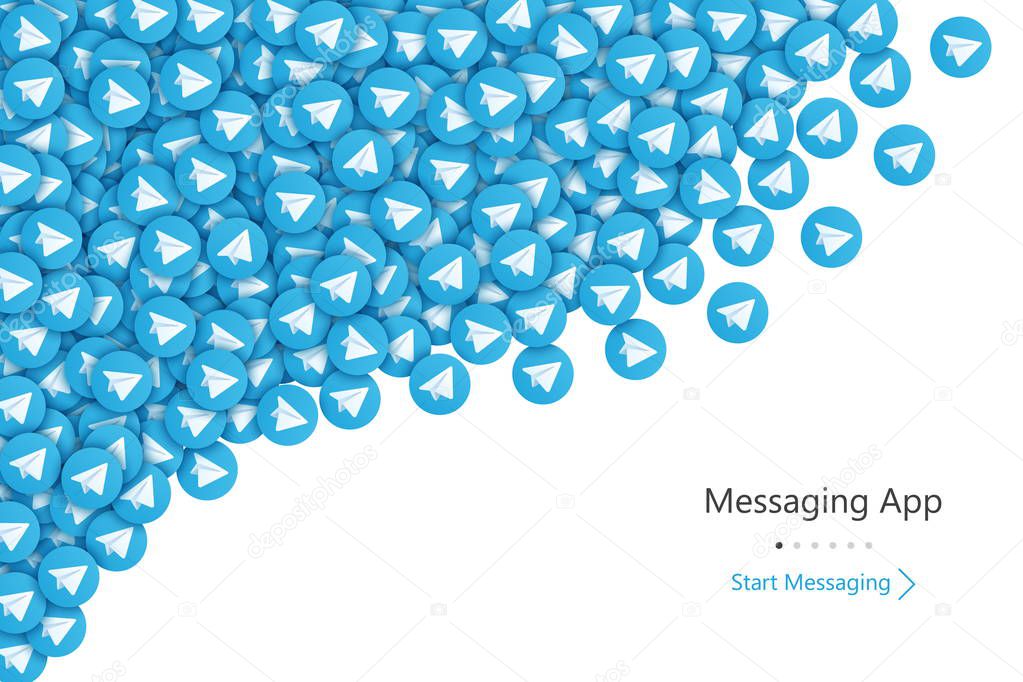 Start Screen for Messaging App UI UX Design Concept Vector Abstract Background. Social Network Application User Interface Home Page Conceptual Illustration