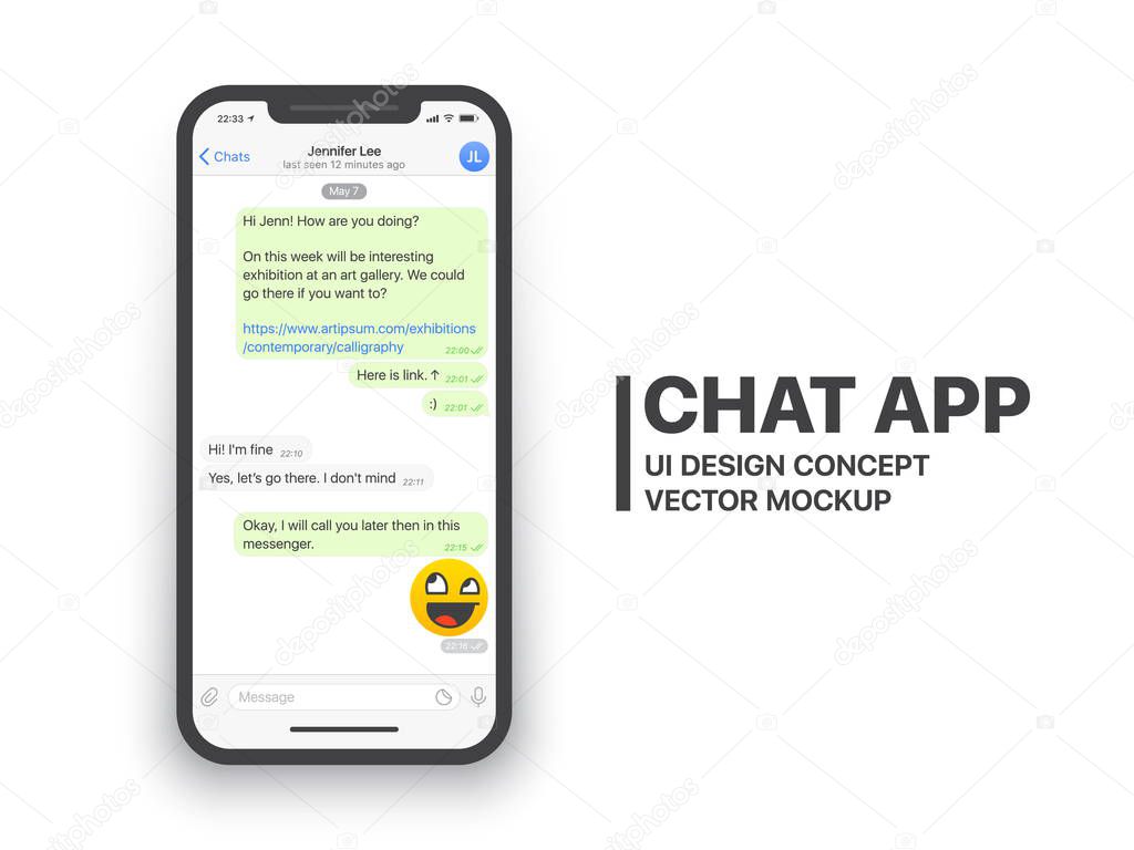 Mobile Chat App Vector Mockup