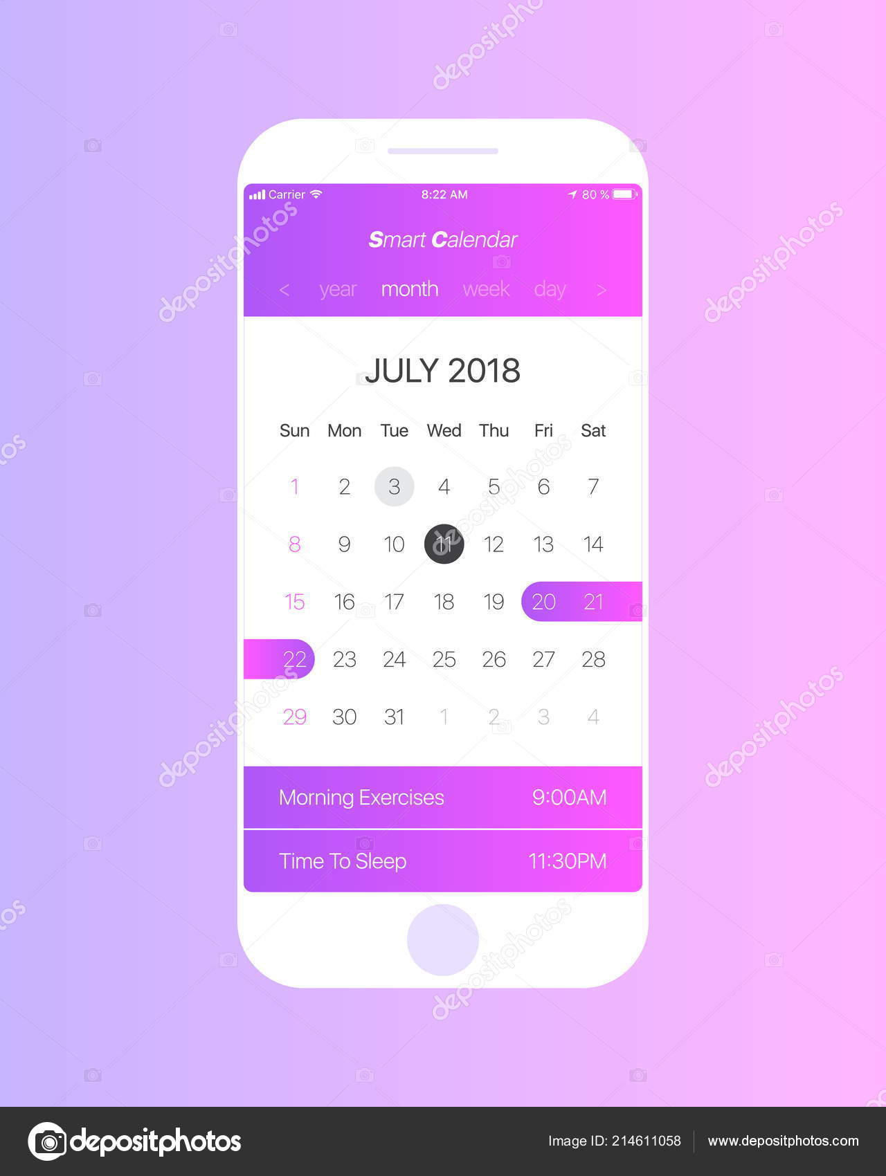 벡터 캘린더 App Ui 개념 스톡 벡터 - ©yamonstro 214611058