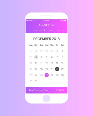 Vektör takvim App kullanıcı arabirimi kavramı