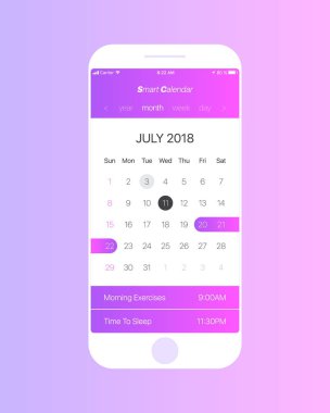 Vektör takvim App kullanıcı arabirimi kavramı