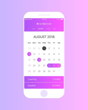 Vektör takvim App kullanıcı arabirimi kavramı