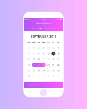 Vektör takvim App kullanıcı arabirimi kavramı