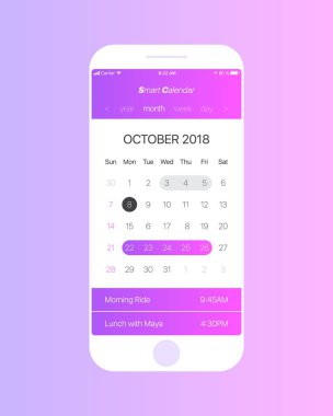 Vektör takvim App kullanıcı arabirimi kavramı