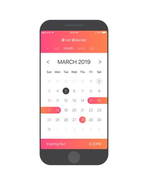 Vektör takvim App kullanıcı arabirimi kavramı