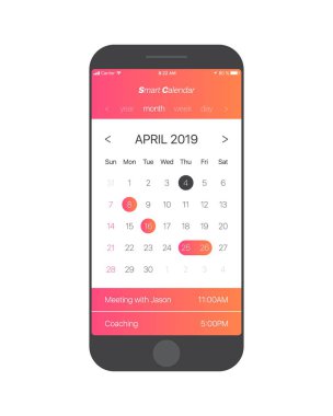 Vektör takvim App kullanıcı arabirimi kavramı
