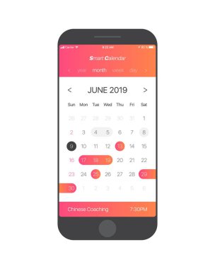 Vektör takvim App kullanıcı arabirimi kavramı