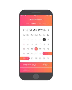 Vektör takvim App kullanıcı arabirimi kavramı