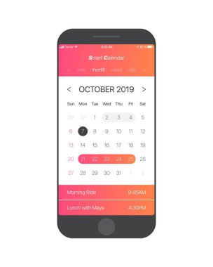 Vektör takvim App kullanıcı arabirimi kavramı