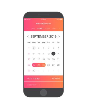 Vektör takvim App kullanıcı arabirimi kavramı